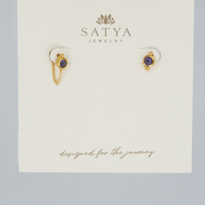 Iolite Third Eye Chakra Chain Earring